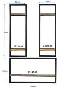 RIVERBOAT Wandregal-Set, 3-teilig Metall - Massivholz - 65 x 115 x 25 cm