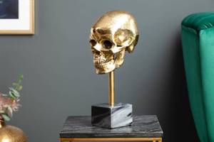 Skulptur SKULL Gold - Grau - Metall - Stein - 12 x 35 x 17 cm