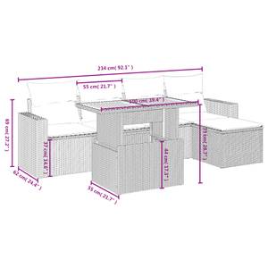 Gartensitzgruppe K903(6-tlg) Schwarz - Massivholz - 69 x 62 x 55 cm