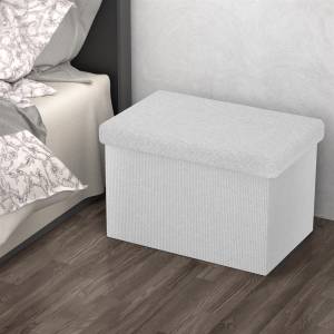 Sitzbank Sitzhocker Sitzwürfel Fußhocker Weiß - Textil - 30 x 30 x 49 cm