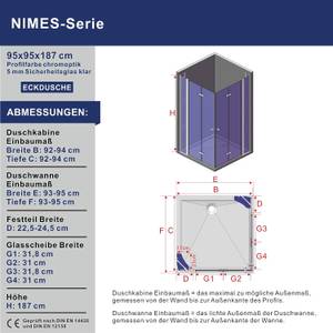 Eckdusche barrierefrei mit Duschablage 95 x 95 cm