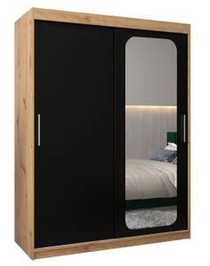 Armoire à portes coulissantes promo t2 Noir - Imitation chêne - Largeur : 150 cm - 2 porte