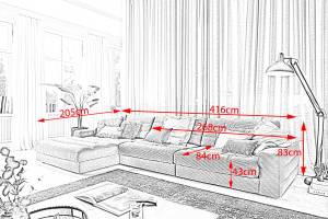 Ecksofa LANA XL Sofa Cord Recamiere Smaragdgrün - Ecke davorstehend links