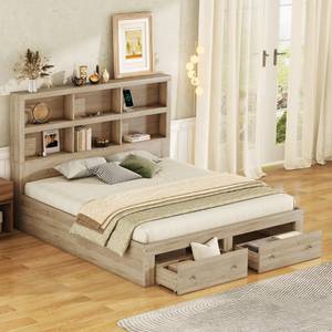 Stauraumbett mit USB WoodySHEF Ⅱ Beige