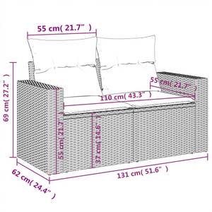 Gartensitzgruppe K6349(9-tlg) Schwarz - Massivholz - 69 x 62 x 55 cm