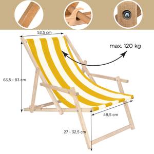 Liegestuhl aus Buchenholz mit Armlehnen Weiß - Gelb