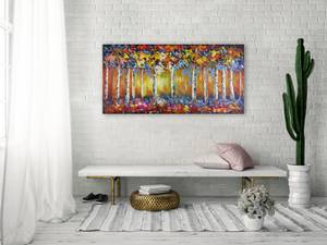 Acrylbild handgemalt Jahreszeitenwandel Grün - Massivholz - Textil - 120 x 60 x 4 cm