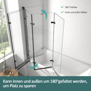 EMKE Duschwand für Badewanne 130x140cm Schwarz - Glas - 130 x 140 x 130 cm
