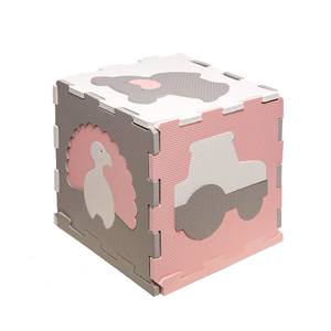 Puzzlematte für Babys - Bauernhof Grau - Pink - Weiß