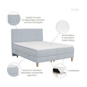 Boxspringbett Cody Hellblau - Breite: 140 cm