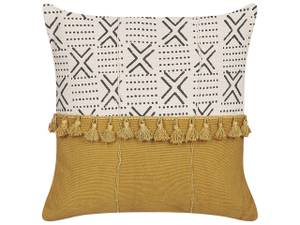 Coussin décoratif WOODI Noir - Blanc crème - Blanc - Jaune