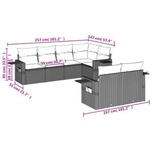 Gartensitzgruppe K3536(7-tlg) Schwarz - Massivholz - 69 x 62 x 55 cm