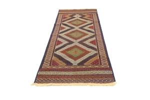 Kelim Afghan - 222x85cm Braun - Naturfaser - 85 x 1 x 222 cm