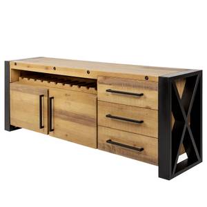 Sideboard THOR Schwarz - Braun - Metall - Massivholz - 193 x 76 x 45 cm