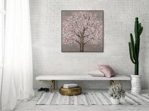 Acrylbild handgemalt Blüten des Mondes Weiß - Massivholz - Textil - 80 x 80 x 4 cm