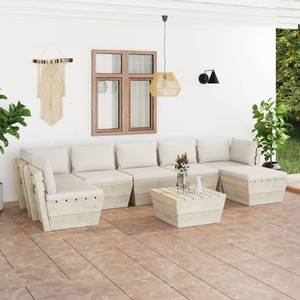 Mobilier de jardin (lot de 8) 3016490-19 Blanc - Bois manufacturé - Bois/Imitation - 60 x 30 x 60 cm