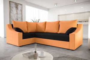 Ecksofa ONTARI-PLUS Schwarz - Orange - Holzwerkstoff - 232 x 90 x 156 cm