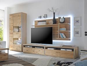 Wohnwand Esma 24 (4-teilig) mit LED Braun - Holzart/Dekor - Holz teilmassiv - 342 x 201 x 52 cm