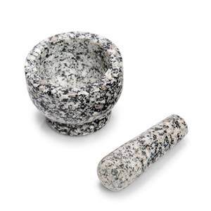 Mörser & Stößel-Set, Granit, grau Grau - Stein - 9 x 7 x 9 cm
