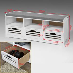 Schuhbank FSR36-W Weiß - Holzwerkstoff - 105 x 43 x 35 cm