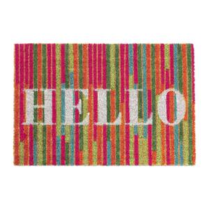 Kokos Fußmatte "HELLO" Grün - Rot - Weiß - Naturfaser - Kunststoff - 60 x 2 x 40 cm
