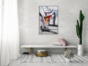 Acrylbild handgemalt Spiegelkabinett Grau - Massivholz - Textil - 80 x 120 x 4 cm