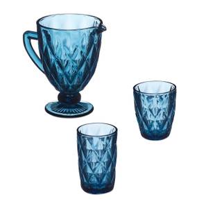 7-tlg. Gläser Set blau Blau - Glas - 20 x 20 x 14 cm