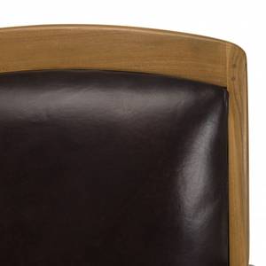 Fauteuil en teck et cuir marron Noir - Bois massif - 60 x 82 x 60 cm