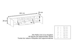 Lowboard Mogan Anthrazit - Hochglanz Schwarz