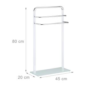 Handtuchhalter Milchglas/Chrom Silber - Weiß - Glas - Metall - 45 x 80 x 20 cm