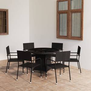 Salle à manger (lot de 7) 3009978-2 Noir - Métal - Polyrotin - 110 x 74 x 110 cm