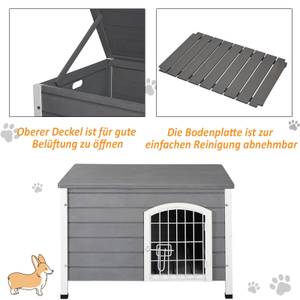 Hundekäfig D02-044 Grau - Massivholz - 55 x 54 x 80 cm