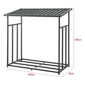 Brennholzunterstand Yakutat (W) Schwarz - Metall - 143 x 145 x 70 cm