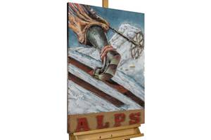 Metallbild Alpine Rush Braun - Metall - 60 x 90 x 6 cm