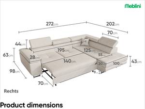 Ecksofa Carl L-Form Rechts Beige - Ecke davorstehend rechts - Longchair davorstehend rechts - Ottomane davorstehend rechts - Schlaffunktion davorstehend links