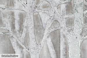 Tableau peint à la main Whispering Trees Gris - Bois massif - Textile - 140 x 70 x 4 cm
