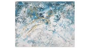 Tableau peint Poseidon's Treasure Bleu - Blanc - Bois massif - Textile - 100 x 75 x 4 cm