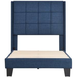 Lit en lin M272 Bleu - Bois manufacturé - 97 x 111 x 208 cm