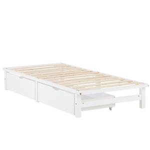 Palettenbett mit 2 Bettkästen 2287 Weiß - Massivholz - Holzart/Dekor - 90 x 28 x 200 cm