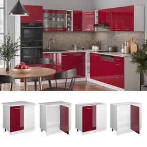 Eckschrank R-Line 37749 Hochglanz Bordeaux - Weiß