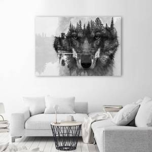 Wandbild Wolf Wald Tiere Schwarz 90 x 60 cm