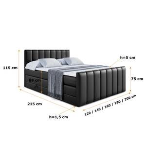 Boxspringbett OTTA-Z KING Hochglanz Schwarz - Breite: 160 cm