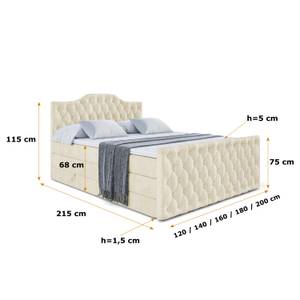 Boxspringbett VILA-1-Z KING Ecru - Breite: 200 cm