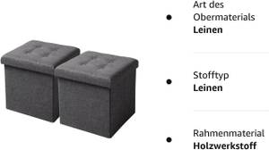 Sitzhocker Jane (2er Set) Grau