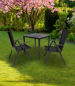 Gartenmöbel-Set SW  3er Set Schwarz - Glas - Metall - 80 x 105 x 80 cm