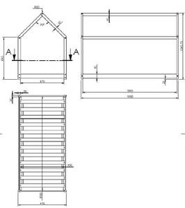 Lit cabane Wallis 97 x 135 x 195 cm