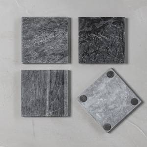 Untersetzer Marble 4er Set Grau - Naturfaser - 10 x 2 x 1 cm