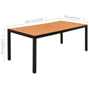 Salle à manger (lot de 9) 3060057 Noir - Bois manufacturé - Métal - Matière plastique - 90 x 74 x 185 cm