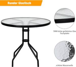 Terrassentisch ZB33569 Glas - 70 x 71 x 70 cm