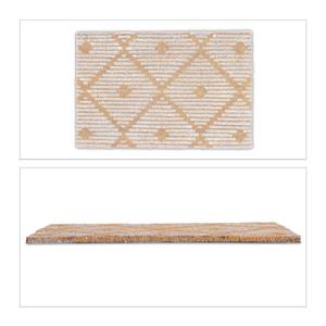 Kokos Fußmatte mit geometrischem Muster Braun - Weiß - Naturfaser - Kunststoff - 60 x 2 x 40 cm